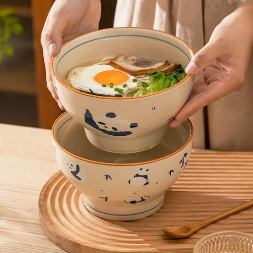 摩登主妇mototo熊猫国风大号陶瓷家用高级感汤碗吃面专用碗拉面碗 商品图0