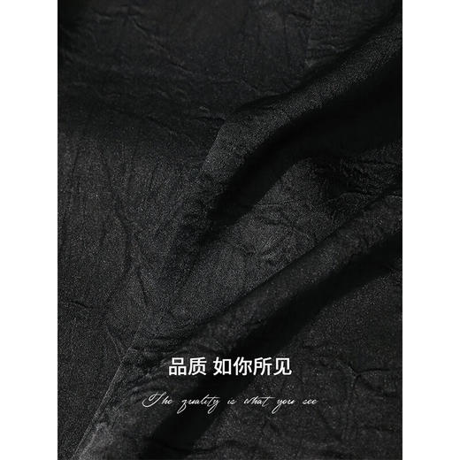 COCOBELLA静奢风肌理缎面飞片开叉阔腿裤垂坠直筒裤PA0013-2 商品图4