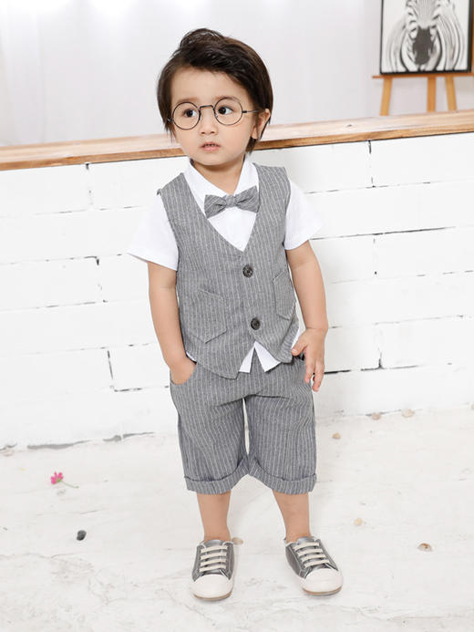 【英伦西服男童2件套】夏装宝宝衣服夏季绅士礼服周岁儿童套装 商品图2