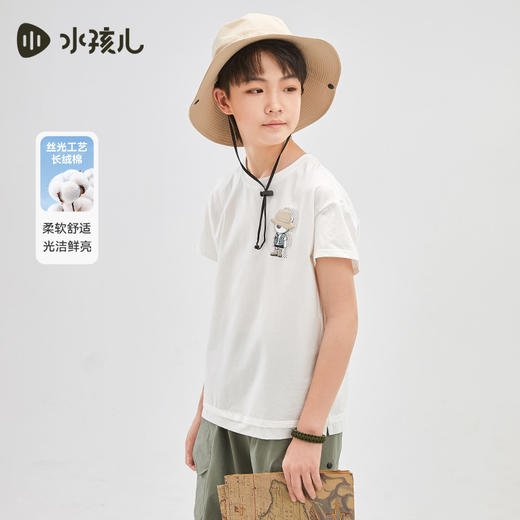 水孩儿童装夏季新款儿童短袖男童透气舒适圆领衫女童时尚印花T恤 商品图12
