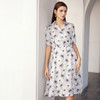 【V领真丝拼接连衣裙】24年春夏新品女士时尚植物印花中长款连衣裙 商品缩略图3
