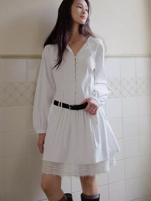 Even Vintage|春日序曲 法式气质优雅经典优雅花边长袖连衣裙 商品图2