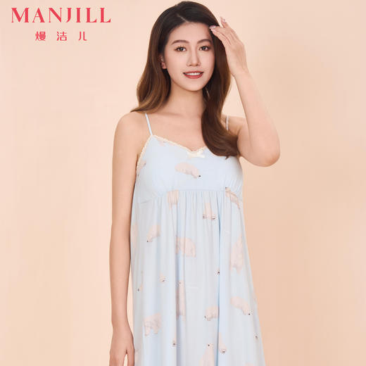 【商场同款】熳洁儿 带胸垫睡裙防走光天丝棉甜美吊带裙舒适透气夏季睡衣女24203213 商品图1