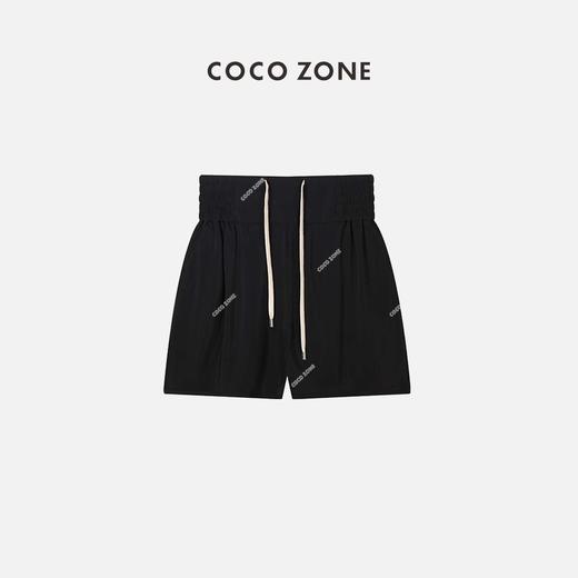 COCO ZONE 2023新款通勤风纯色高腰短裤腰系绳阔腿裤 23C18686 商品图0