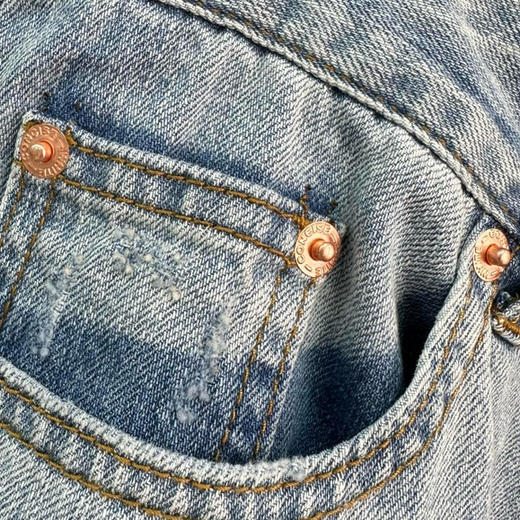 【断码 捡漏】返场 原单 CON家 微泛白的复古淡蓝 很自然的微磨破做旧牛仔裤 商品图6