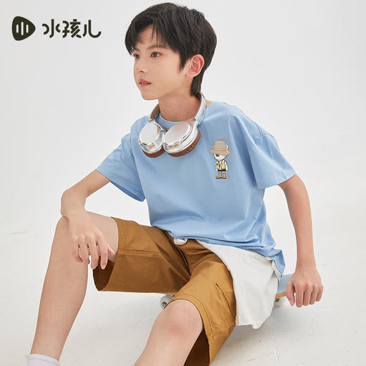 水孩儿童装夏季新款儿童短袖男童透气舒适圆领衫女童时尚印花T恤 商品图4