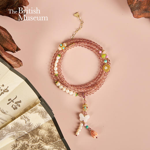 大英博物馆 东方梦境系列 草莓晶 蝴蝶如梦 项链 多功能长链 配饰 装饰链 手串 送朋友 生日礼物 商品图0
