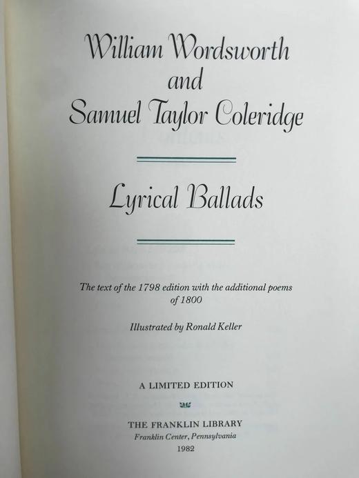 含藏书票限量版！华兹华斯与柯勒律治抒情歌谣集 配多幅插图 豪华皮装18开 商品图3