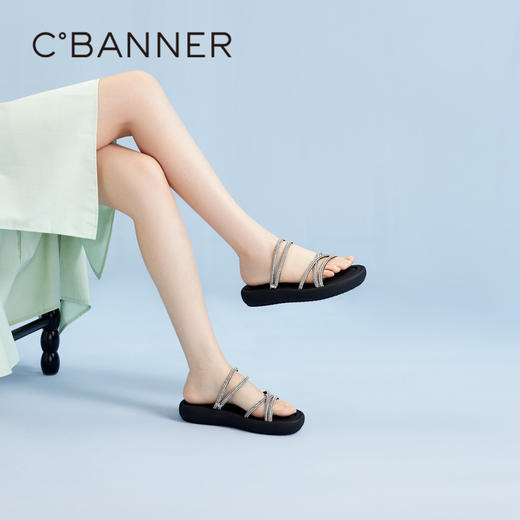 千百度平底绝美凉拖鞋女款夏季拖鞋A24381008 商品图4