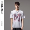 PINLI品立2024夏季新款男士字母烫钻圆领短袖T恤上衣BG242111042 商品缩略图2