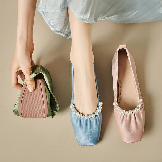 【预售5天】巨软豆豆鞋新中式国风，珍珠牛皮浅口单鞋YS&YSD4028-1 商品图0