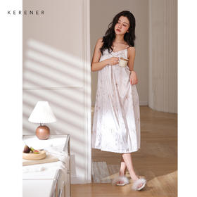 可人儿夏季凉感冰丝睡衣女小性感吊带睡裙少女中长款家居服连衣裙