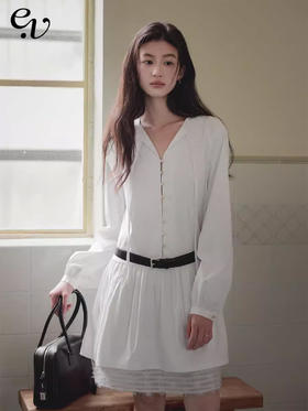 Even Vintage|春日序曲 法式气质优雅经典优雅花边长袖连衣裙