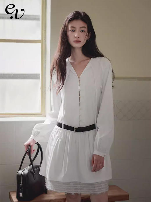 Even Vintage|春日序曲 法式气质优雅经典优雅花边长袖连衣裙 商品图0