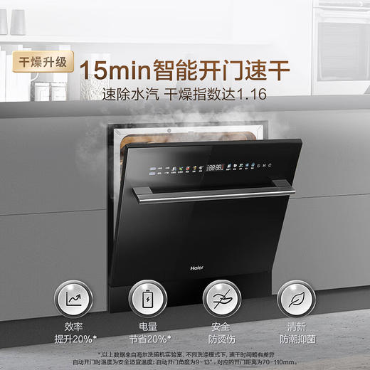 海尔14套嵌入式壁嵌家用洗碗机焕新家Z11 洗消一体 高温除菌 一级水效 智能开门速干EBW14327GHU1 商品图5