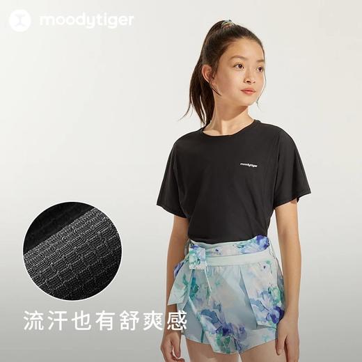 moodytiger24年夏新女童Lattice短袖夏季休闲圆领透气宽松T恤【H】 商品图2