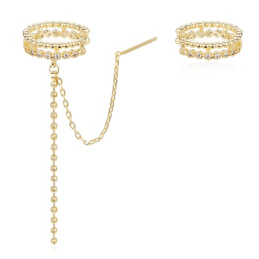 Oflye潮流饰品 双层链条流苏耳骨夹新款小众耳环一体式耳夹独特耳饰女 商品图3