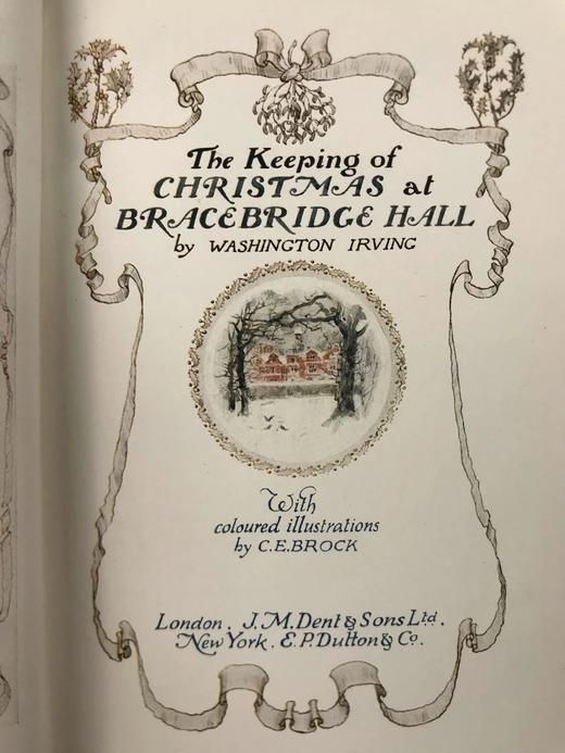 约20世纪早期 华盛顿·欧文《布雷斯布里奇山庄的圣诞节》 C.E.布洛克15幅彩色插图 漆布精装32开 商品图3