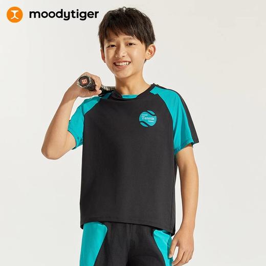 【24年夏新品】moodytiger24年夏新款男童运动户外圆领撞色网球短袖T恤42110114 商品图0