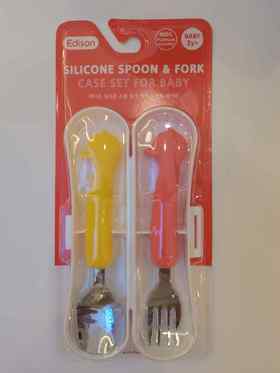 小鸭子硅胶不锈钢叉勺-红黄2+