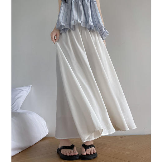 「三色可选！夏日褶皱半身裙」白色裙裤女夏天薄款冰丝小个子飘飘百褶a字半身裙高腰垂感阔腿裤下装 商品图2
