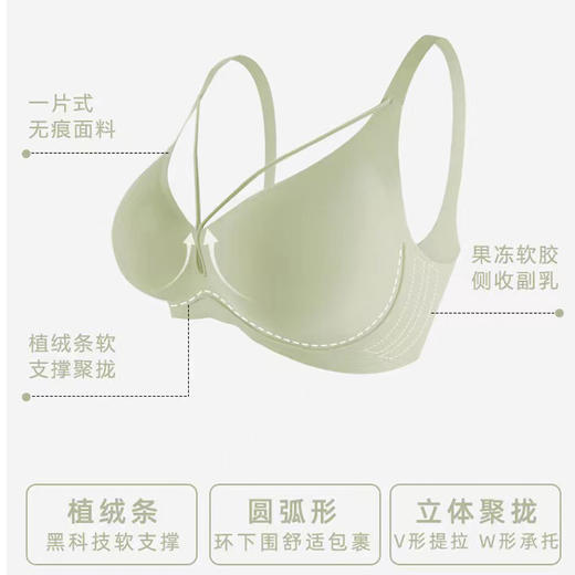 V形美胸养护文胸 3D立体“植绒”黑科技美胸内衣 3D承托力 一体式结构 精致设计感满满 商品图4