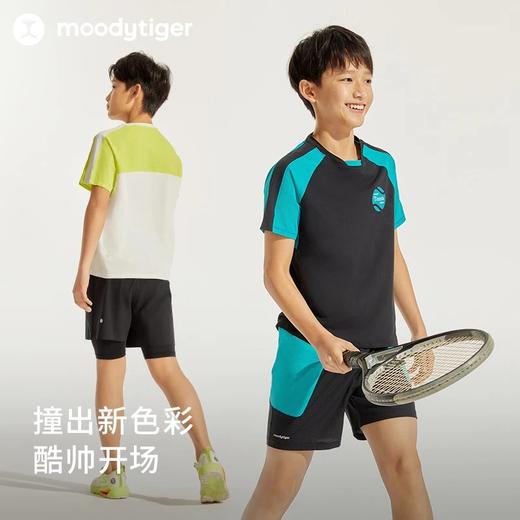【24年夏新品】moodytiger24年夏新款男童运动户外圆领撞色网球短袖T恤42110114 商品图3