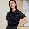 玳莎印花小立领真丝衬衫女2024夏季新款优雅织带设计感泡泡袖上衣  EB31105 商品缩略图2