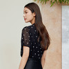 玳莎印花小立领真丝衬衫女2024夏季新款优雅织带设计感泡泡袖上衣  EB31105 商品缩略图3