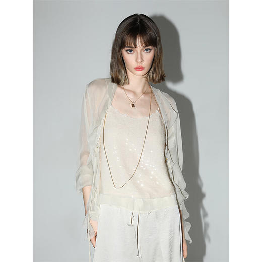 COCOBELLA亮片绣拼接双层雪纺吊带内搭可外穿气质背心VT0005 商品图3