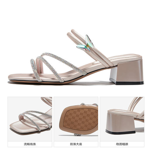 星期六闪烁蝴蝶钻条粗跟凉拖SSC2115269 商品图9