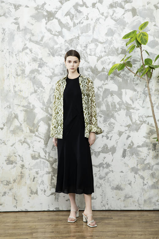 CARA BLUE超薄印花长袖衬衫 商品图0