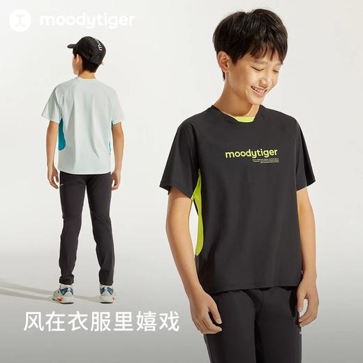 【24年夏新品】moodytiger24夏新男童运动户外透气撞休闲色舒适短袖T恤42110108 商品图3