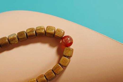 LT0010°绿檀四方来财珠|白玛瑙|朱砂手链手串 商品图4