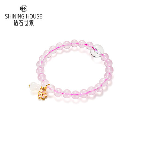 【定价黄金】【限时8折】【现货】钻石世家 足金和田玉水晶手串 芙蓉石/白水晶/和田玉 3D硬金黄金手链手串 商品图2