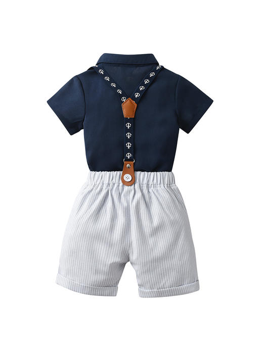【英伦绅士背带裤三件套】儿童套装宝宝夏季短袖男童夏装 商品图1