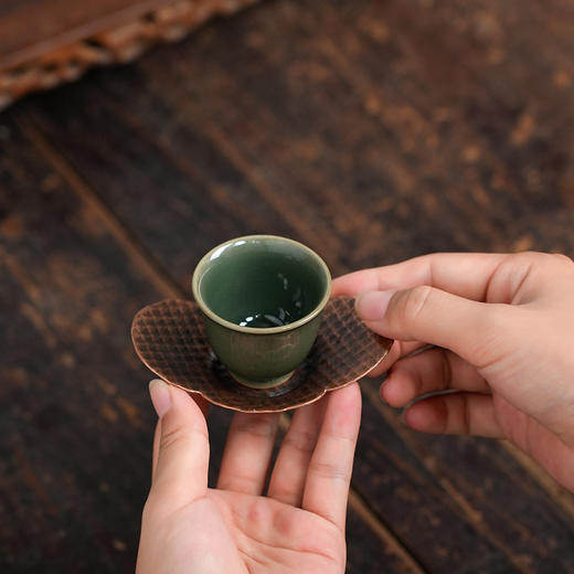 禺沐青云 严少英 祥云迷你杯手作茶杯龙泉青瓷厚釉梅子青品茗杯青瓷品杯 商品图4