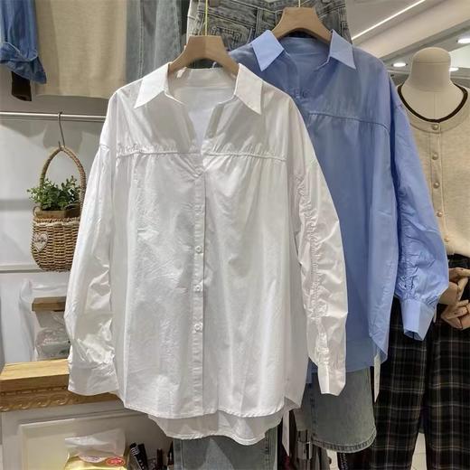 七夕促→ 微脏23303褶皱款中长翻领衬衫防晒外套-喜出 商品图1