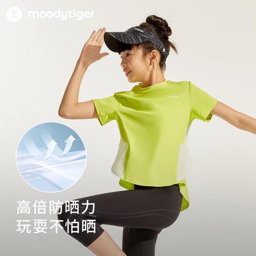 【24年夏新品】moodytiger女童短袖T恤24夏季新款个性圆领宽松防晒运动上衣42210125 商品图3