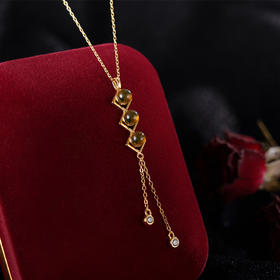 子佩集S925银【江烟晚翠】套链项链【DSD855】纯银镀金琥珀蓝珀2404