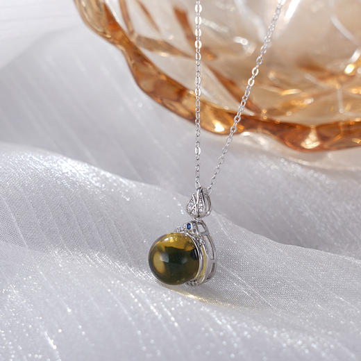 子佩集S925银【春晚喜晴】套链项链【D1036】纯银琥珀蓝珀2404 商品图2