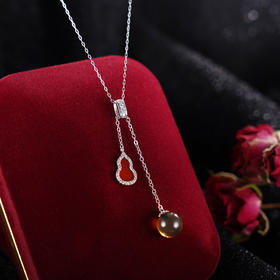 子佩集S925银【福益】套链项链【DSD940】纯银琥珀蓝珀2404