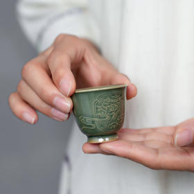 禺沐青云 严少英 祥云迷你杯手作茶杯龙泉青瓷厚釉梅子青品茗杯青瓷品杯