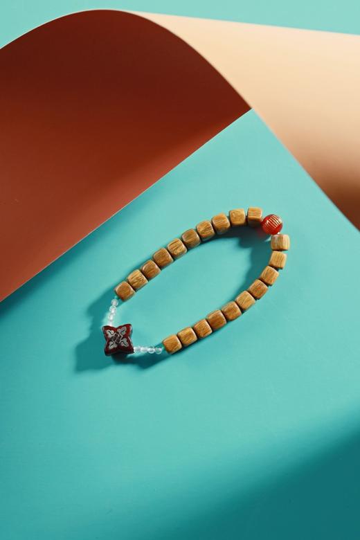 LT0010°绿檀四方来财珠|白玛瑙|朱砂手链手串 商品图1