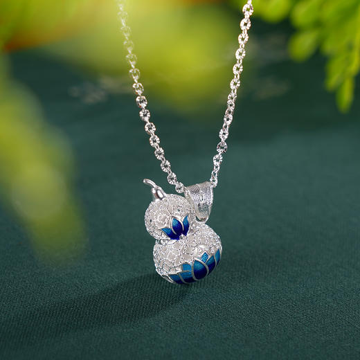 子佩集S990银【福禄成诗】套链项链【YCTL001】纯银花丝珐琅彩葫芦2404 商品图2