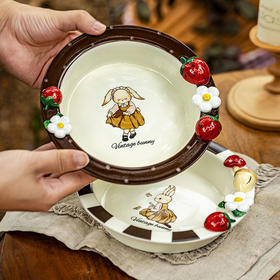 摩登主妇赫拉兔甜品水果盘家用菜盘陶瓷早餐盘可爱酸奶碗生日礼物