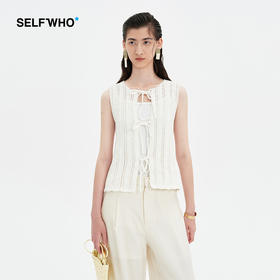 SELFWHO织女系开衫织马甲背心女夏季2024新款镂空设计感马夹上衣