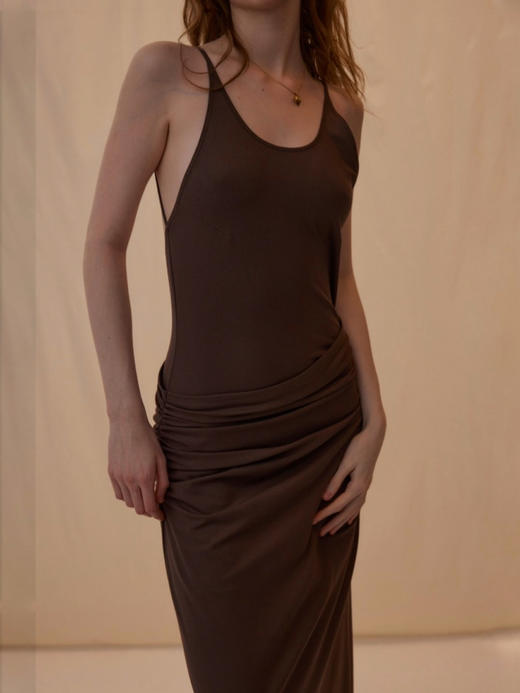 HOSIKARI｜HO24SS06 露背针织吊带连衣裙 [ 黑BK / 棕BN / 白WT ] 商品图4