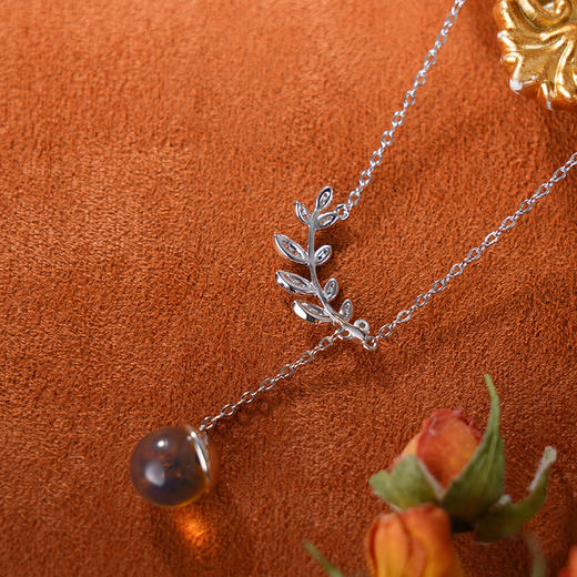 子佩集S925银【低绿枝】套链项链【D8153】纯银琥珀蓝珀2404 商品图4