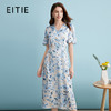 EITIE爱特爱2024夏季新款印花V领收腰雪纺优雅法式连衣裙B2407358 商品缩略图0